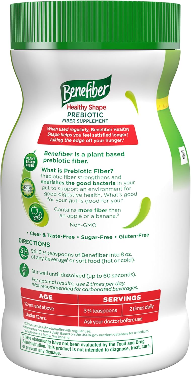 Benefiber Healthy Shape Prebiotic Fiber Supplement Powder -17.6 Ounces