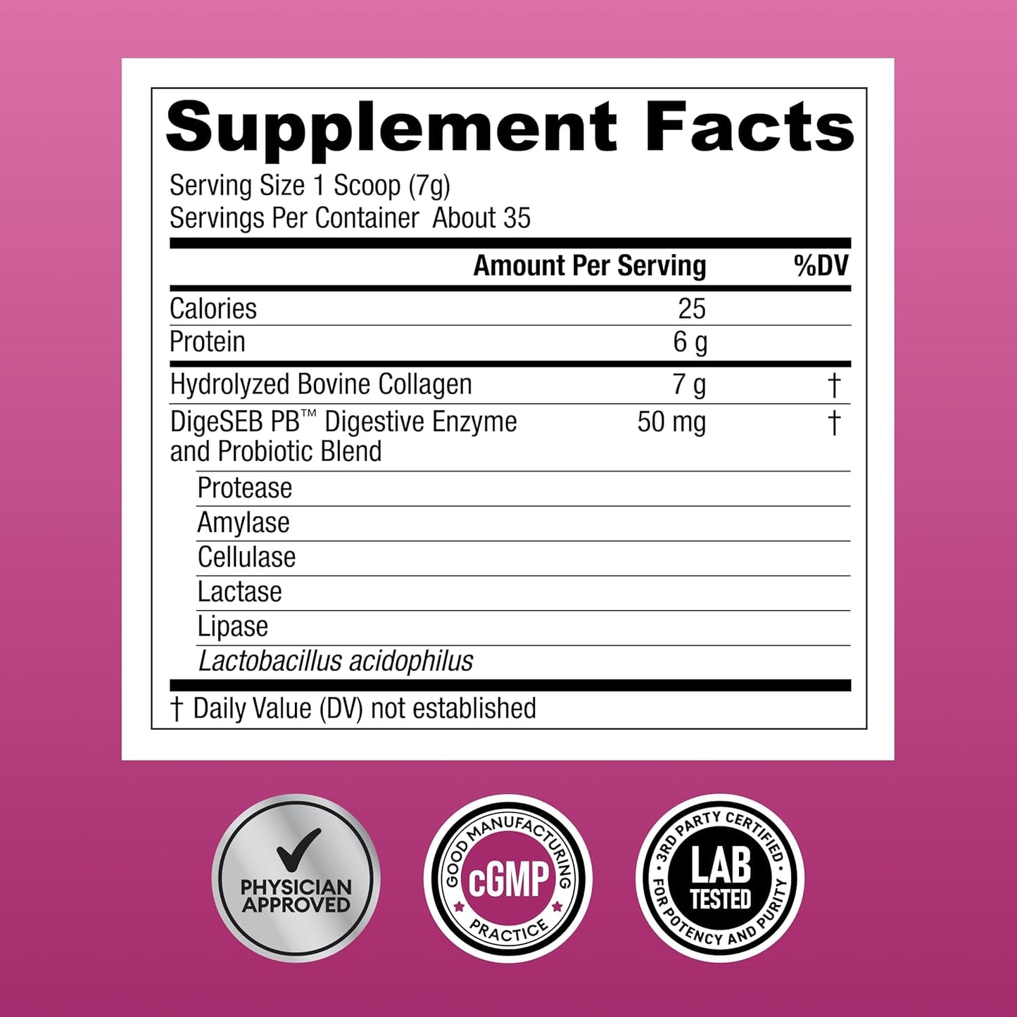 Physician's CHOICE Collagen Peptides Powder w/Digestive Enzymes - 35 servings pack of 1