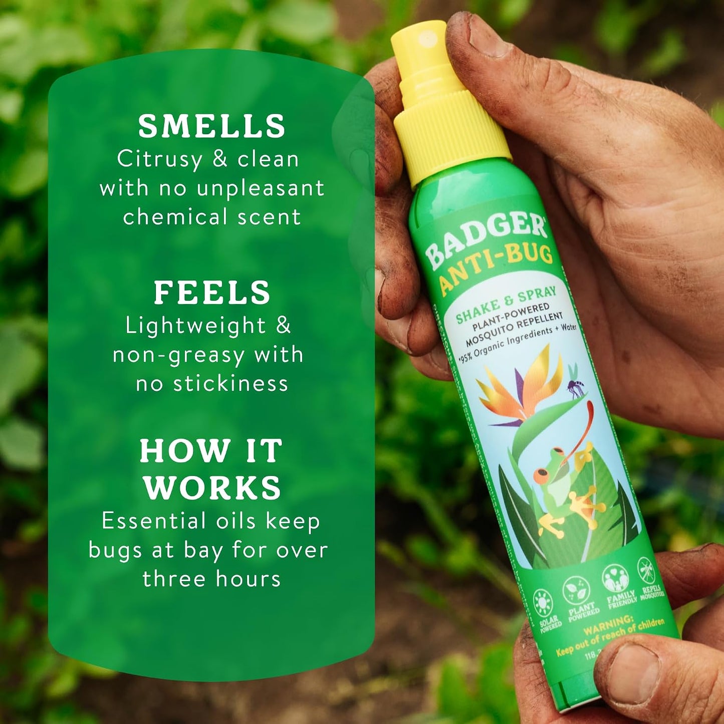 Badger Bug Spray, 3-Hour DEET-Free Mosquito Repellent -  2-Pack