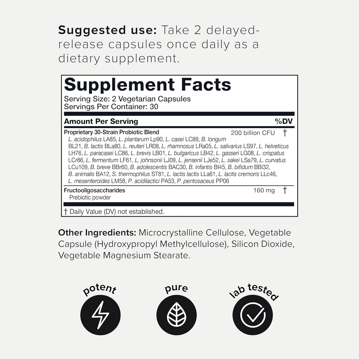 Toniiq 200 Billion CFU Probiotic Supplement 30 Verified Third-Party Tested Strains - 60 count