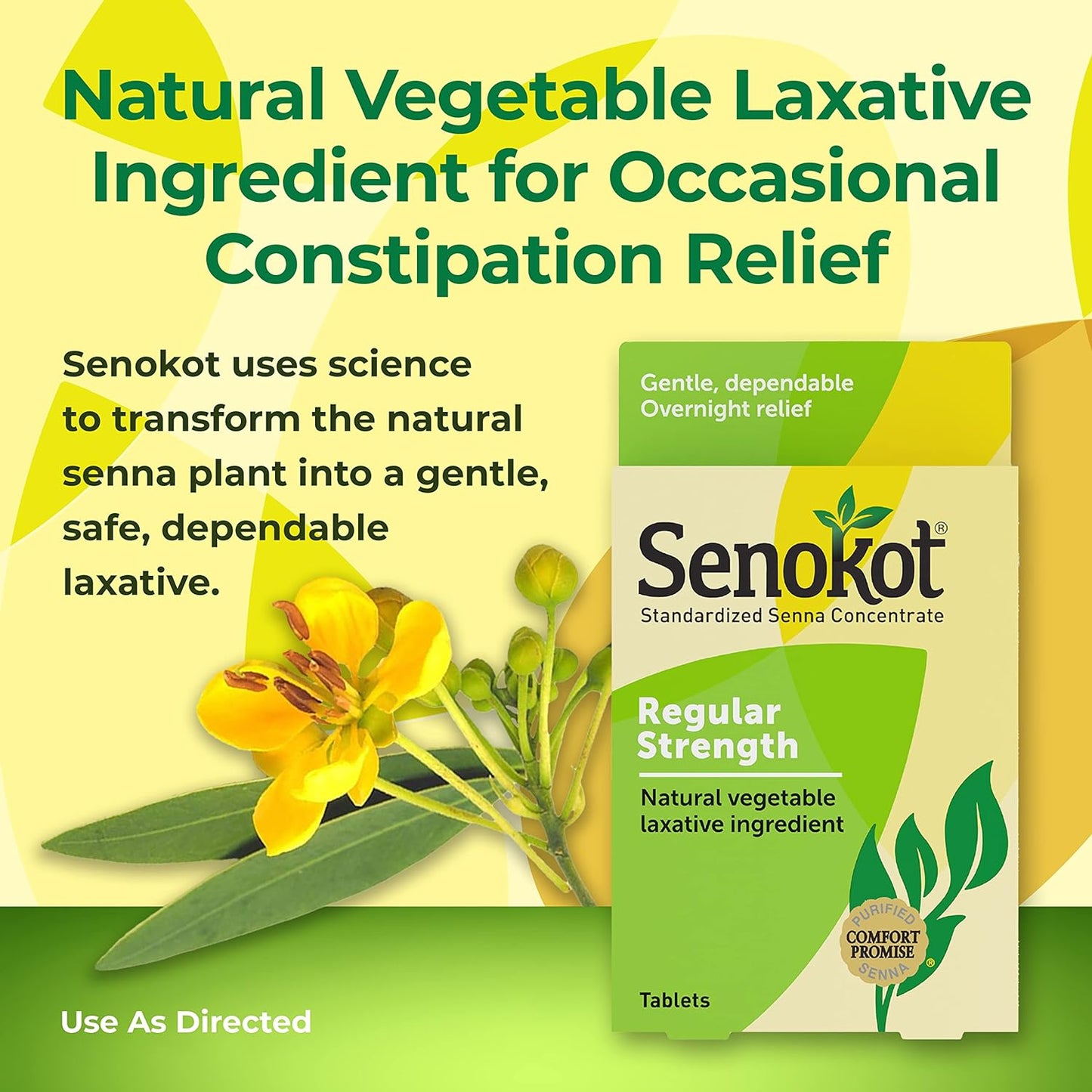 Senokot Regular Strength 50 Tablets Natural Vegetable Laxative Ingredient