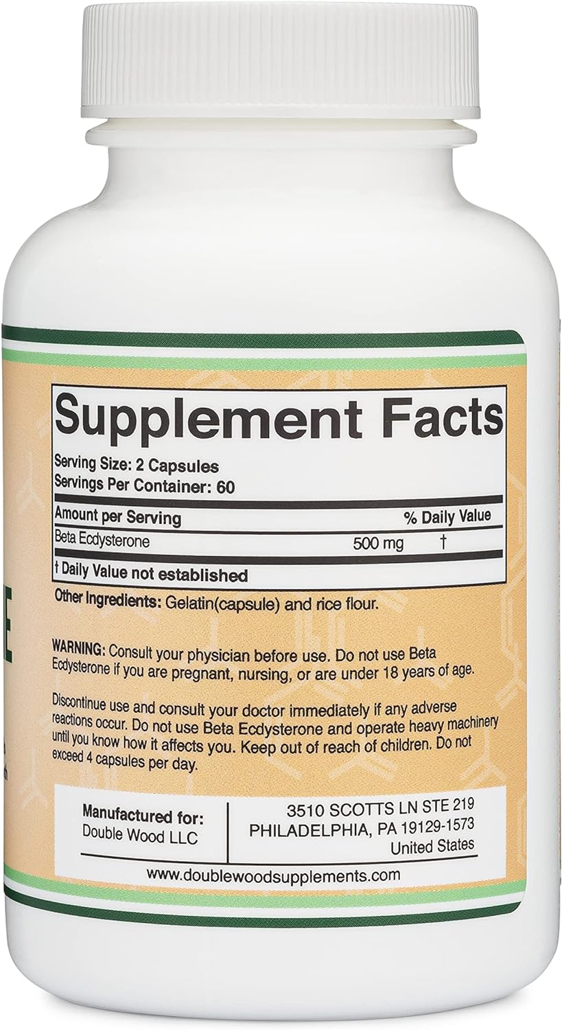 Beta Ecdysterone Supplement - 500mg  Powerful Plant Anabolic to Support 120 Capsules