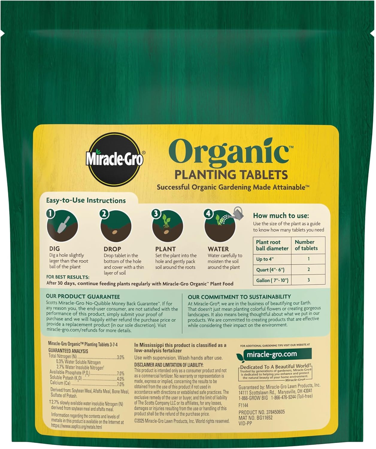 Miracle-Gro Organic Planting  - 20 Tablets