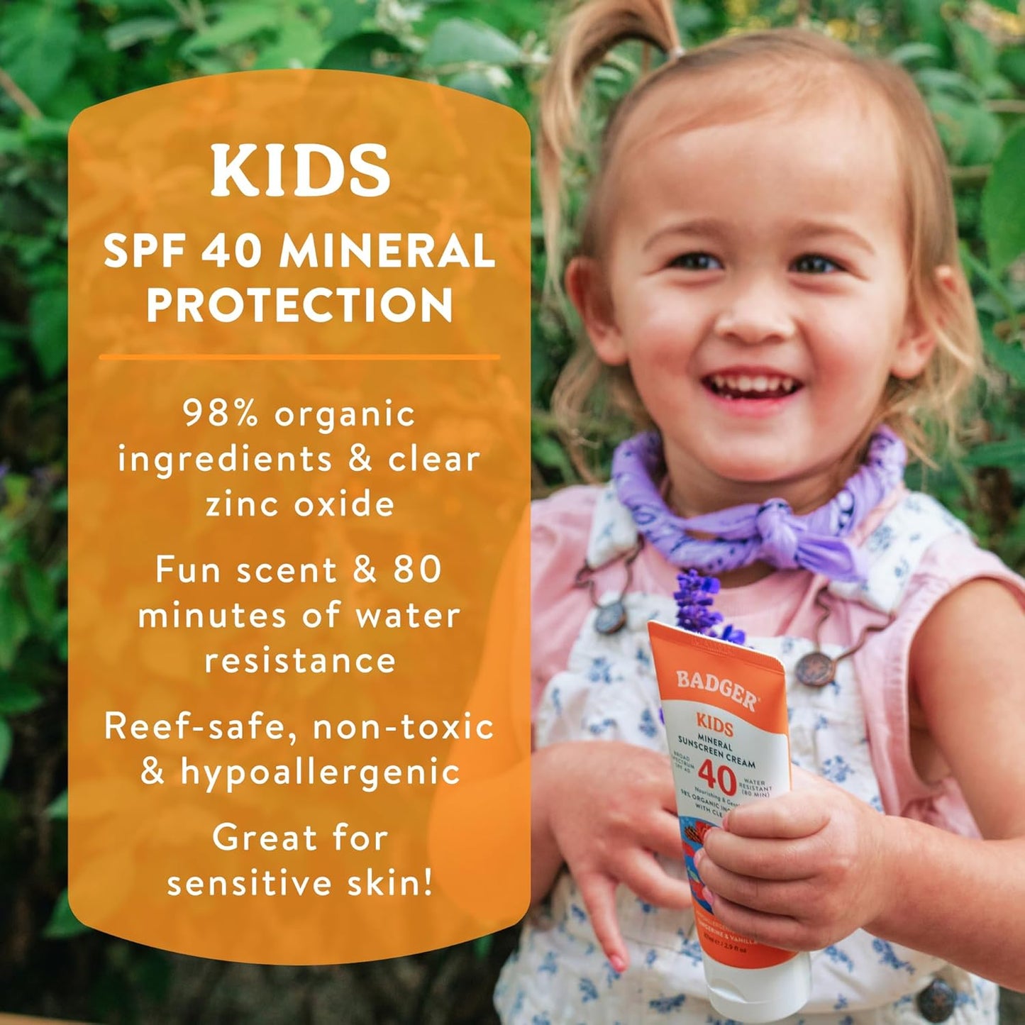 Badger Kids Mineral Sunscreen Cream SPF 40 - 2.9 fl oz