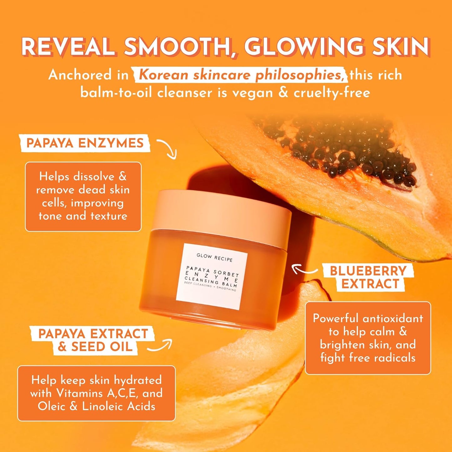 Glow Recipe Papaya Enzyme Cleansing Balm Makeup Remover - 3.38oz