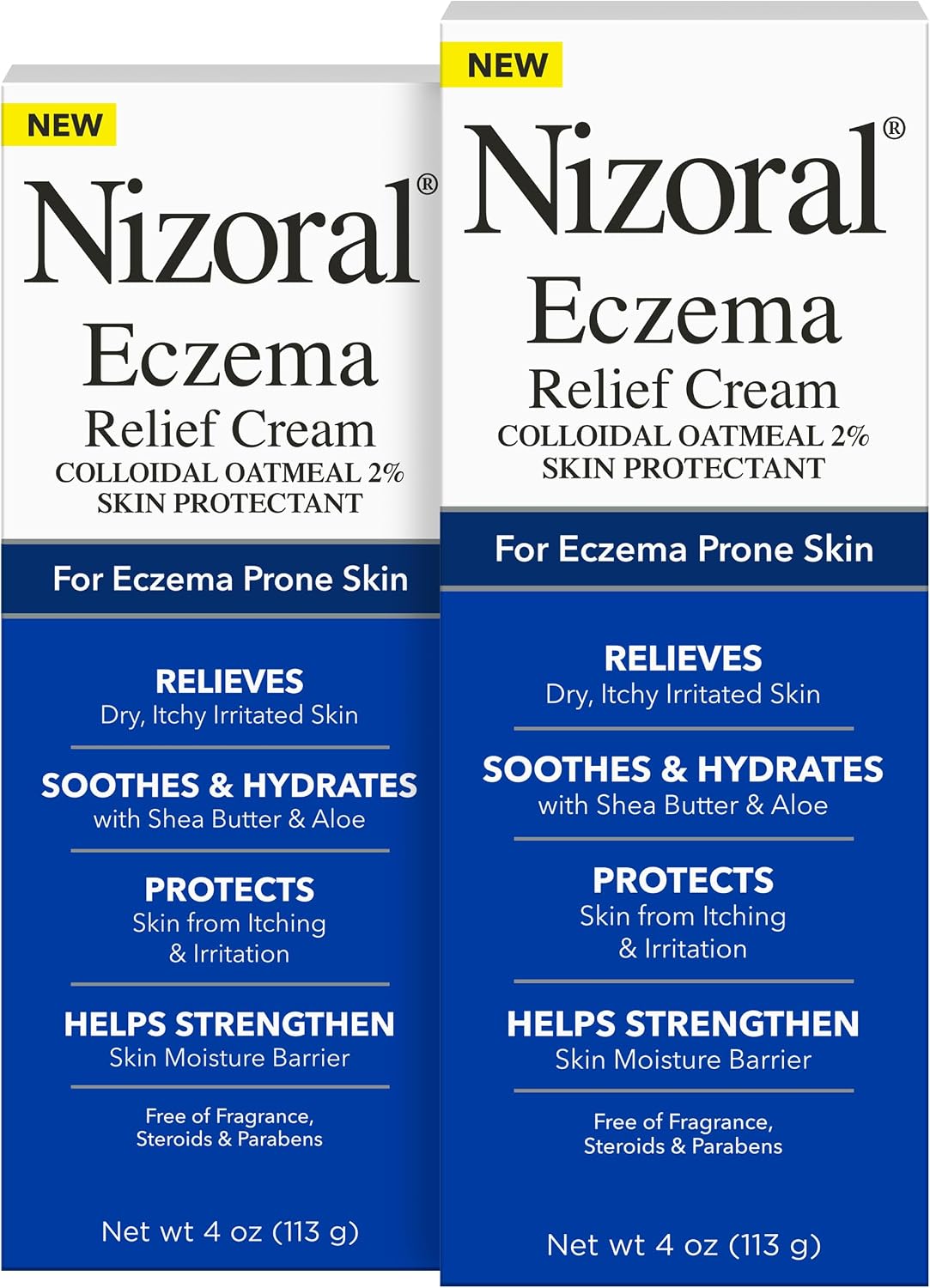 Nizoral Eczema Relief Cream 4 Oz - Relieves Dry Itchy Irritated Skin, 2 Pk