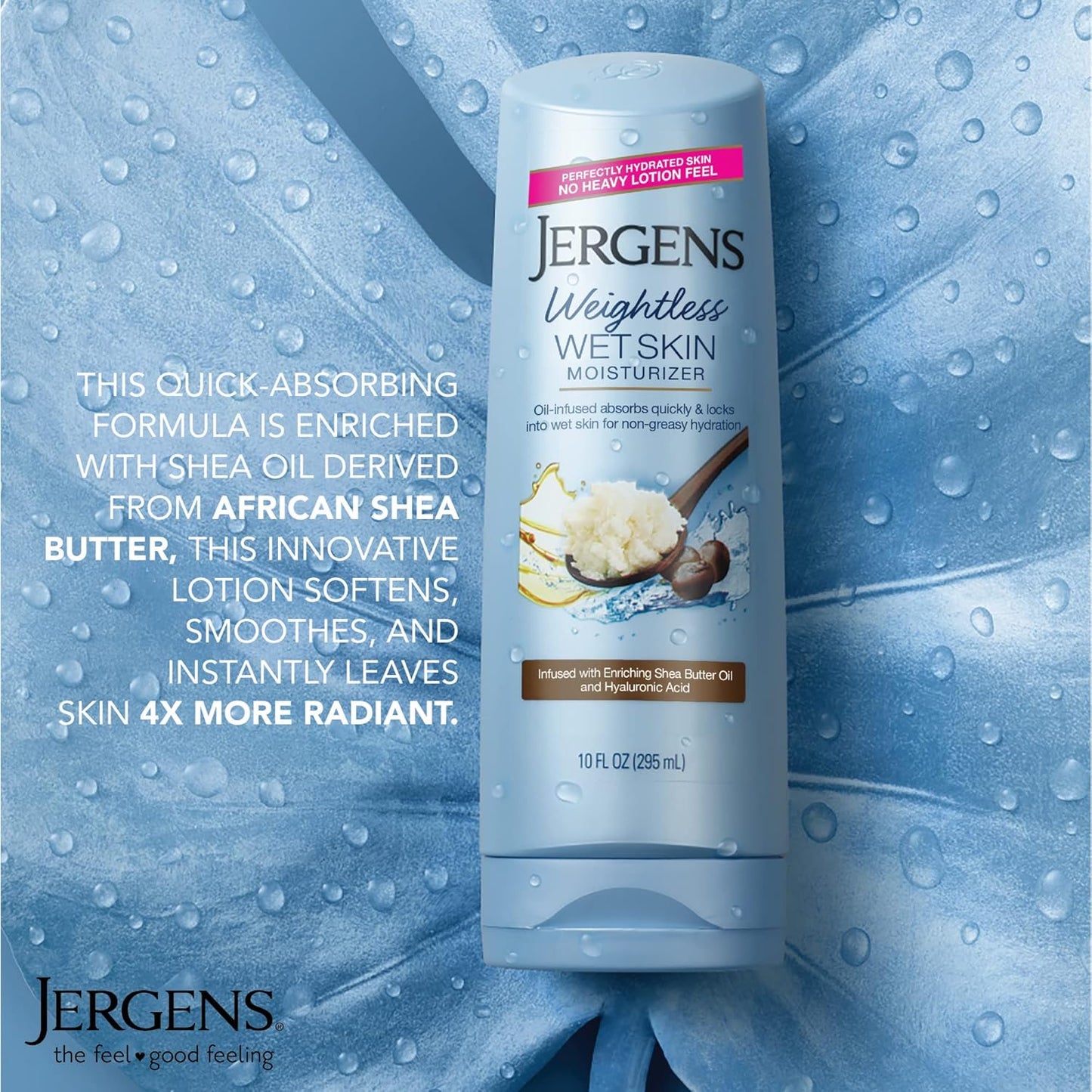 Jergens Wet Skin Body Moisturizer with Shea Butter Oil,10 Oz