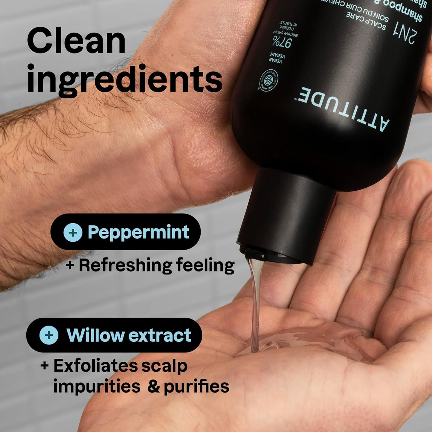 ATTITUDE Men's Shampoo and Conditioner 2-in-1 Eucalyptus & Sage -  14 Fl Oz