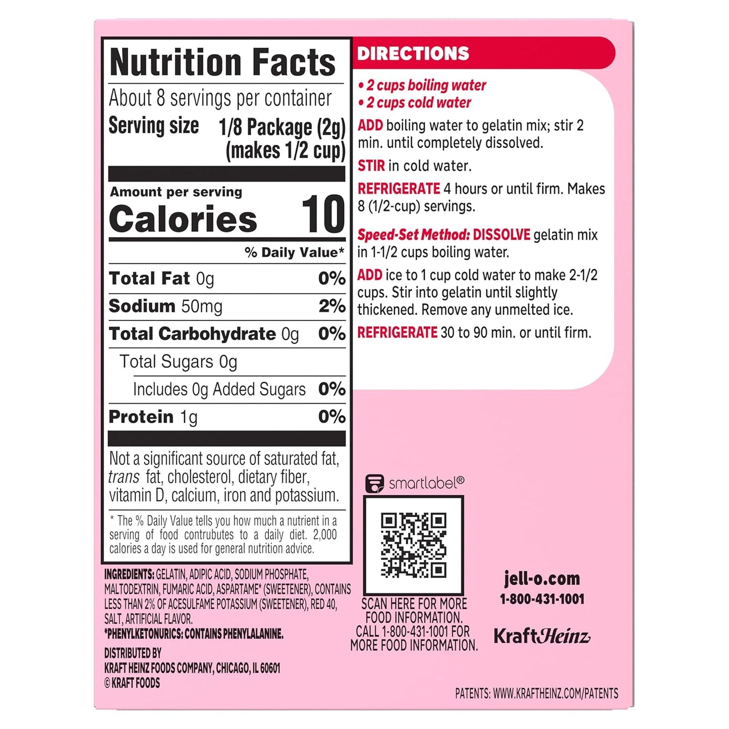 Jell-O Strawberry Sugar Free Gelatin Dessert Mix, 0.6 Ounce (Pack of 24)