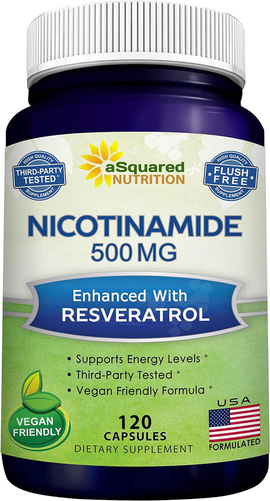 aSquared Nutrition Nicotinamide with Resveratrol - 120 Veggie Capsules