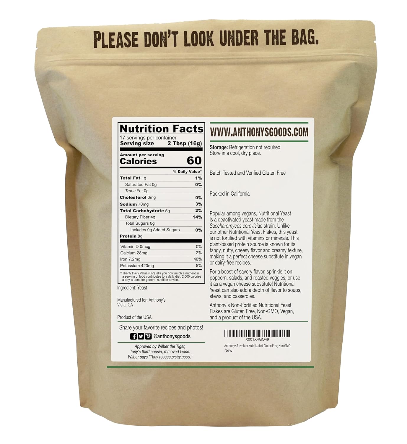 Anthony's Premium Nutritional Yeast Flakes, 10 oz