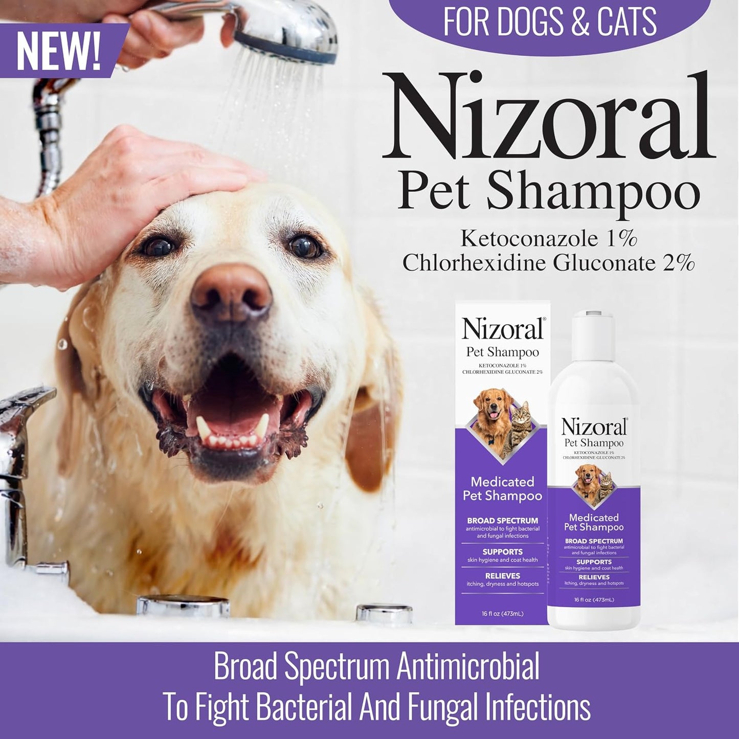 Nizoral Ketoconazole Pet Shampoo - 16 Oz, Chlorhexidine, Dogs & Cats