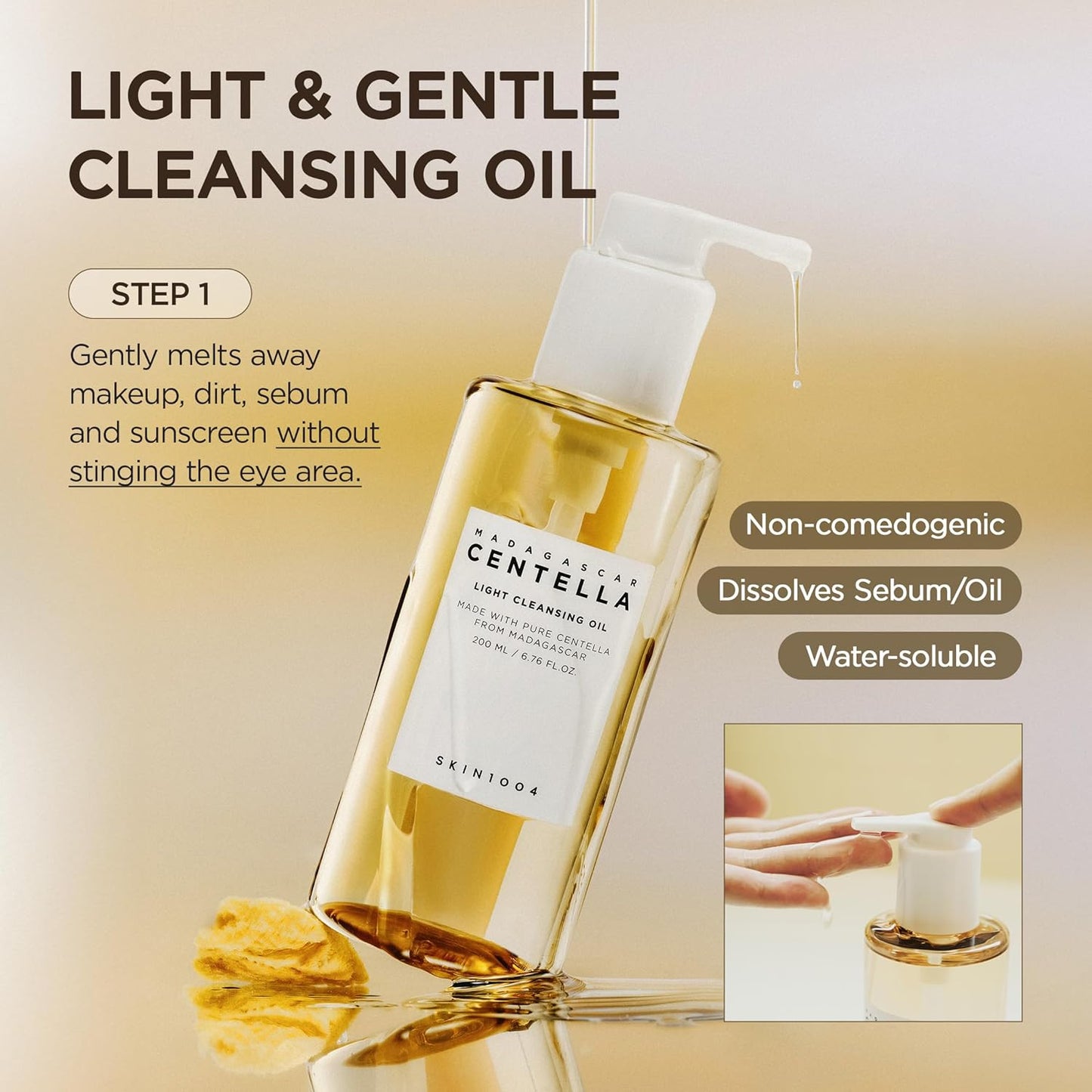 SKIN1004 Centella Double Cleansing Duo, Cleansing Oil 6.76 fl.oz & Ampoule Foam Cleanser 4.23 fl.oz