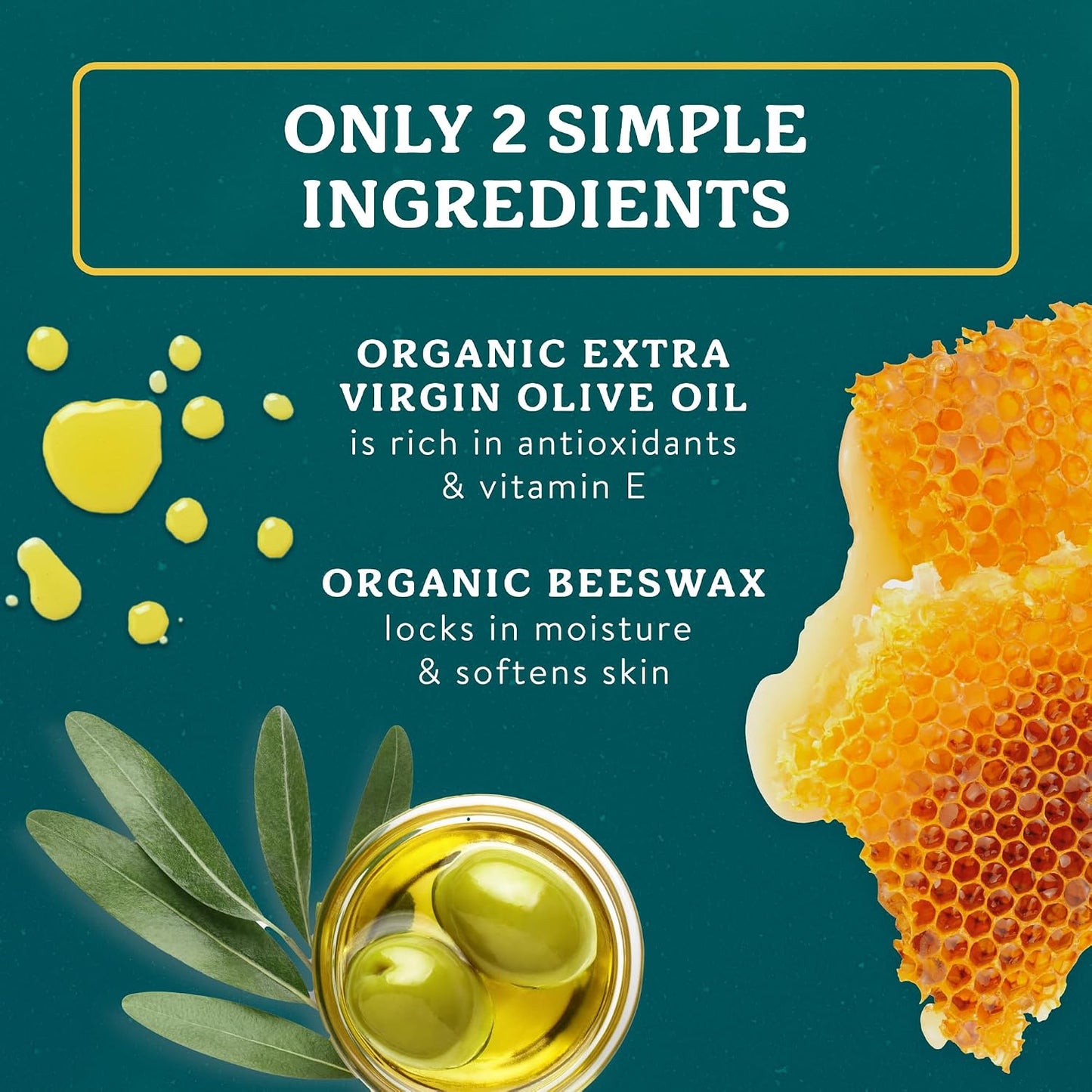 Badger Balm Unscented, 100% Organic Olive Oil & Beeswax - 2 oz Tin