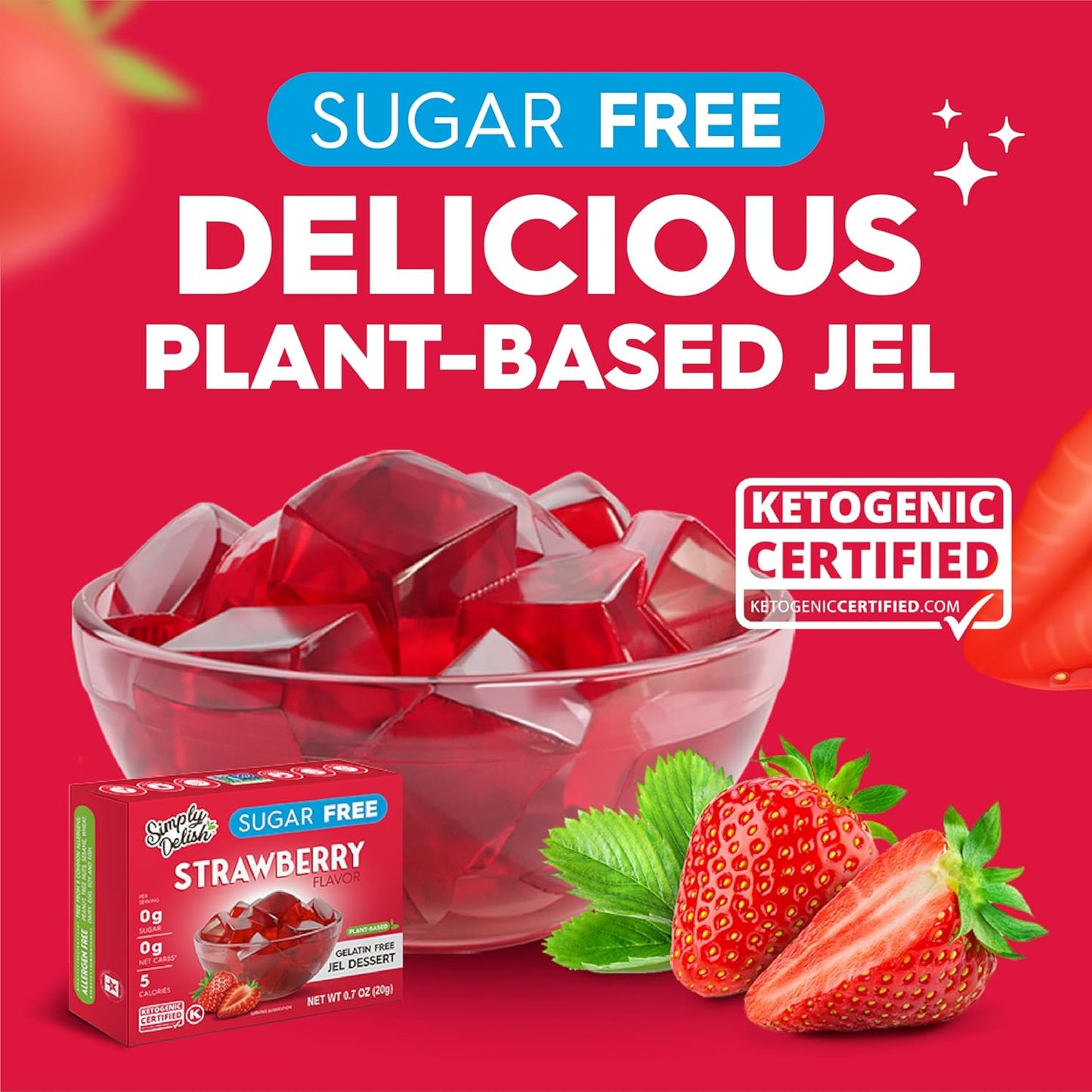 Simply Delish Natural Strawberry Jel Dessert -  0.7 OZ (0.7 OZ Pack of 2)