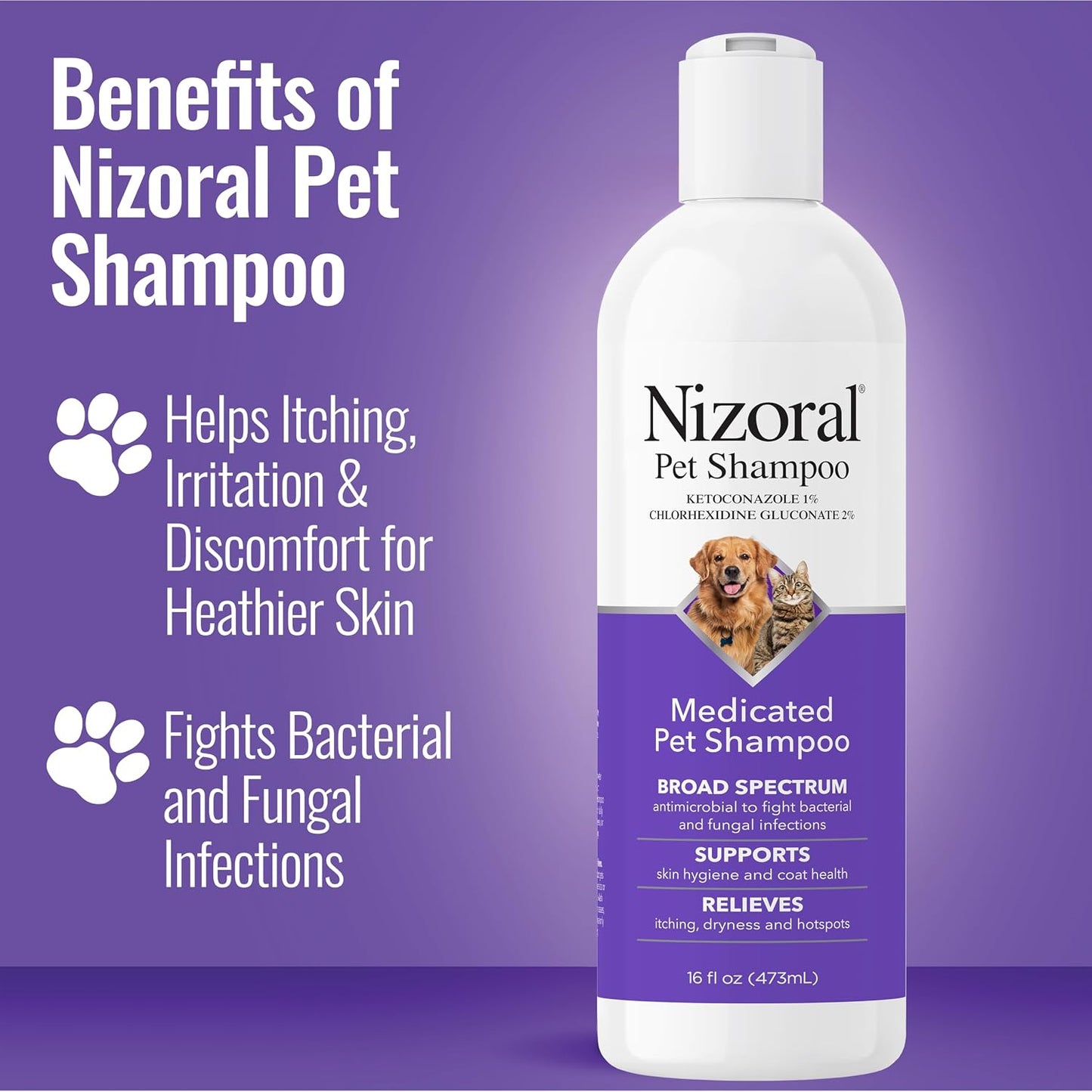 Nizoral Ketoconazole Pet Shampoo - 16 Oz, Chlorhexidine, Dogs & Cats