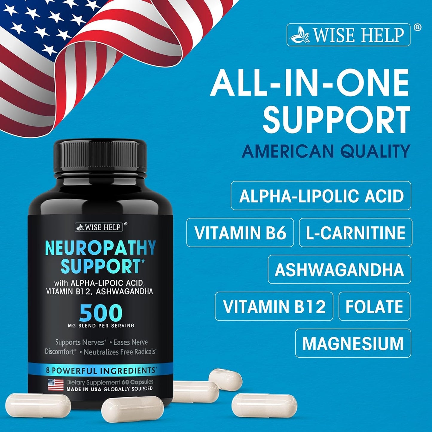 Neuropathy Support Natural Nerve Discomfort Relief- 60 Caps