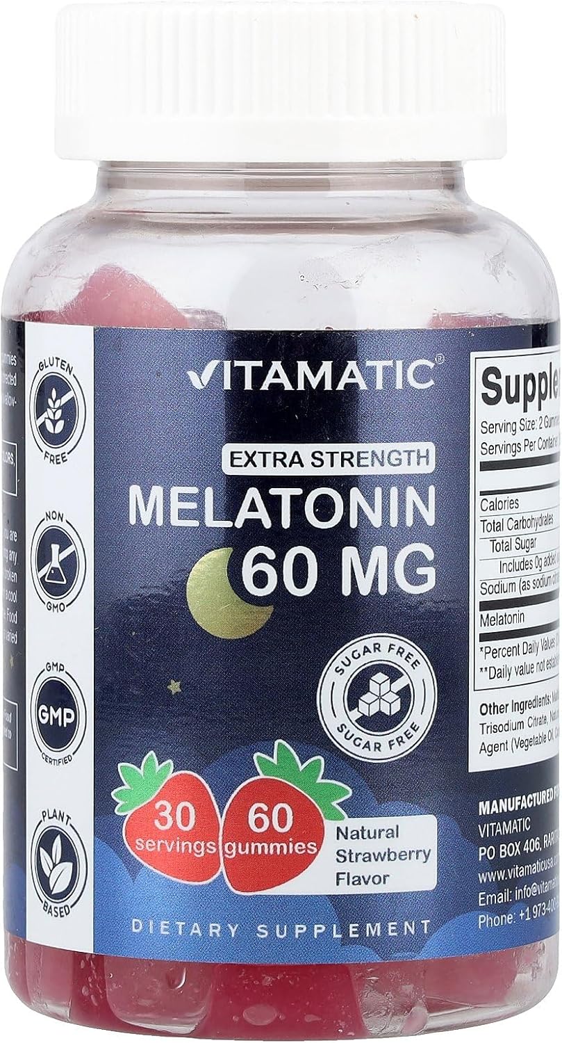 Vitamatic Sugar Free Melatonin 60 mg - 60 Vegetarian Gummies
