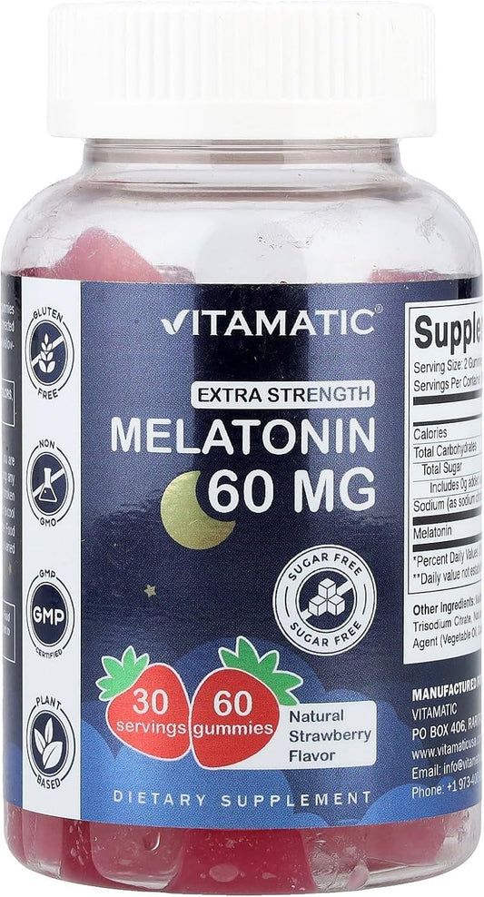 Vitamatic Sugar Free Melatonin 60 mg - 60 Vegetarian Gummies