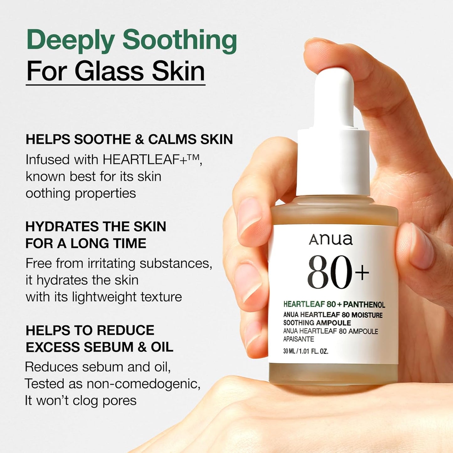 Anua Heartleaf 80 Soothing Ampoule, Hydration Facial Serum - 1.01 fl.oz