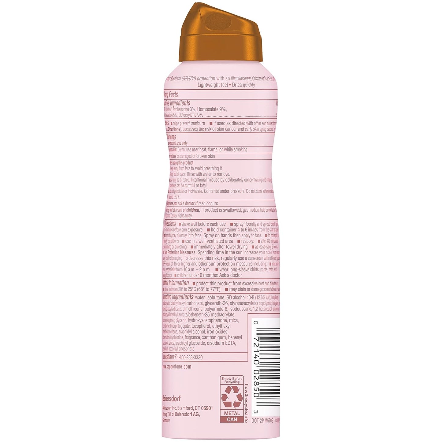 Coppertone Glow with Shimmer Sunscreen Spray, Water Resistant ,SPF 50, 5 Oz