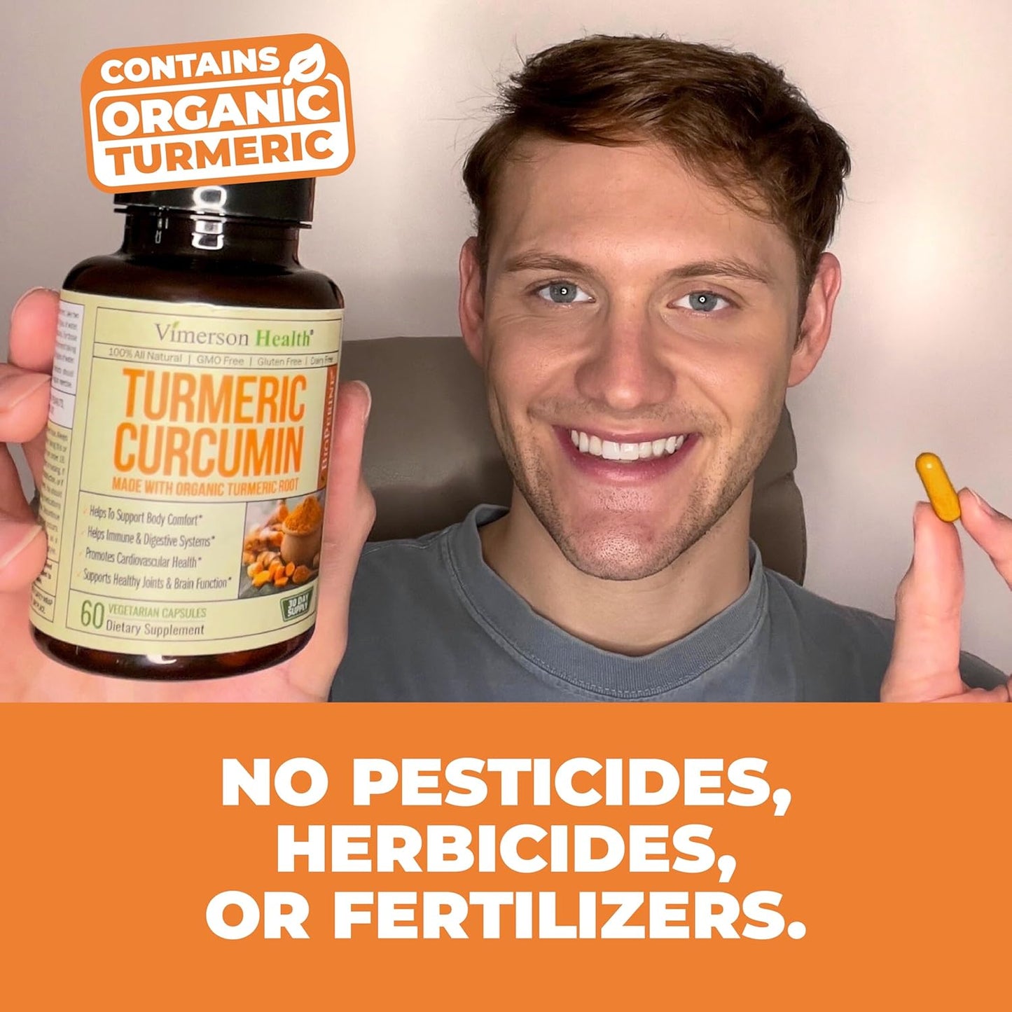 Organic Turmeric Curcumin & Black Pepper, Joint Support Supplement 1400mg 60 capsules