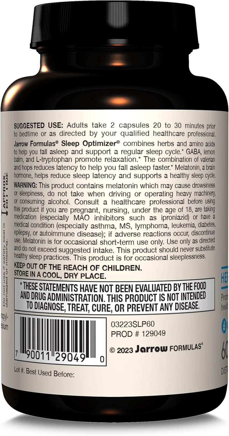 Jarrow Formulas Sleep Optimizer - Veggie Caps 60 Count