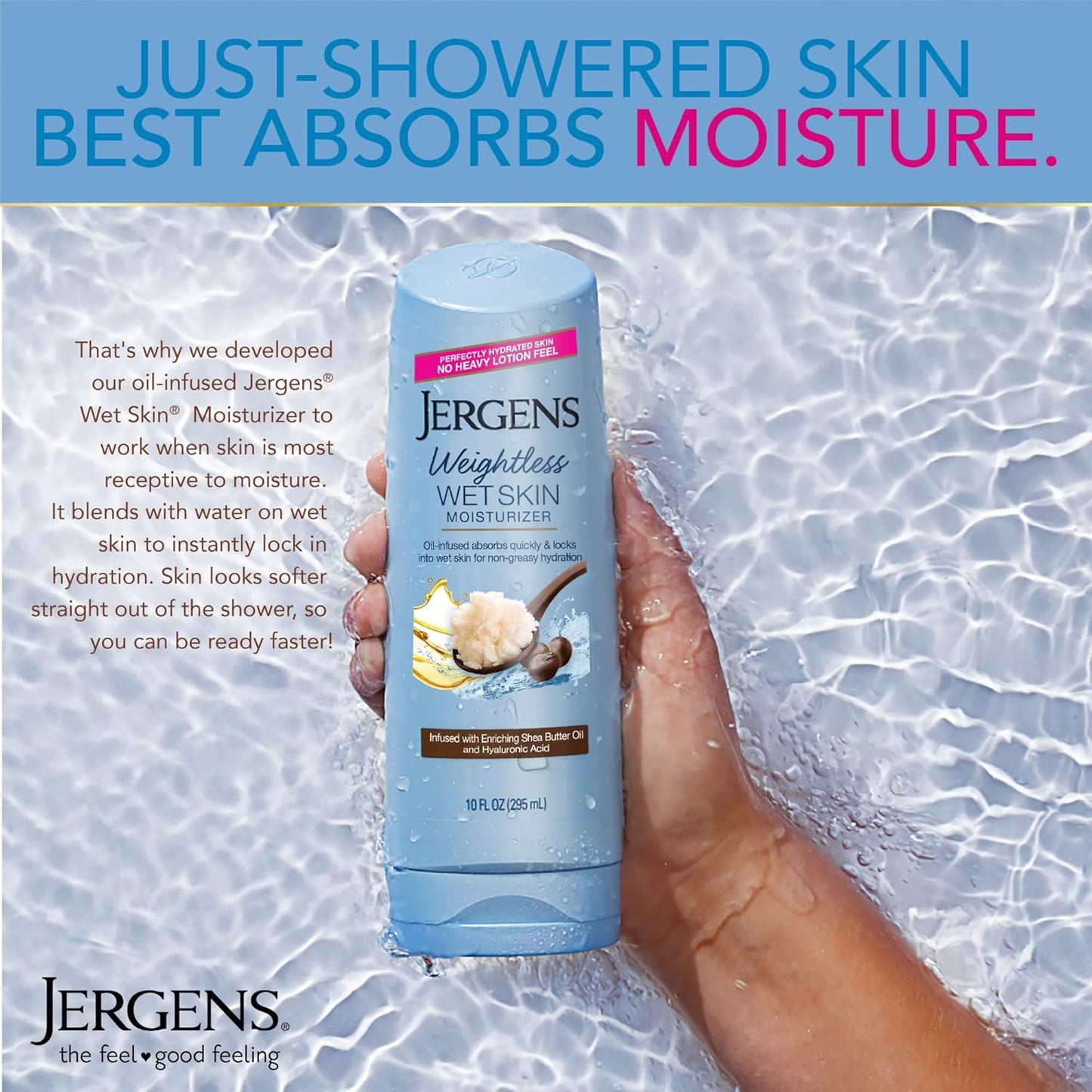 Jergens Wet Skin Body Moisturizer with Shea Butter Oil,10 Oz