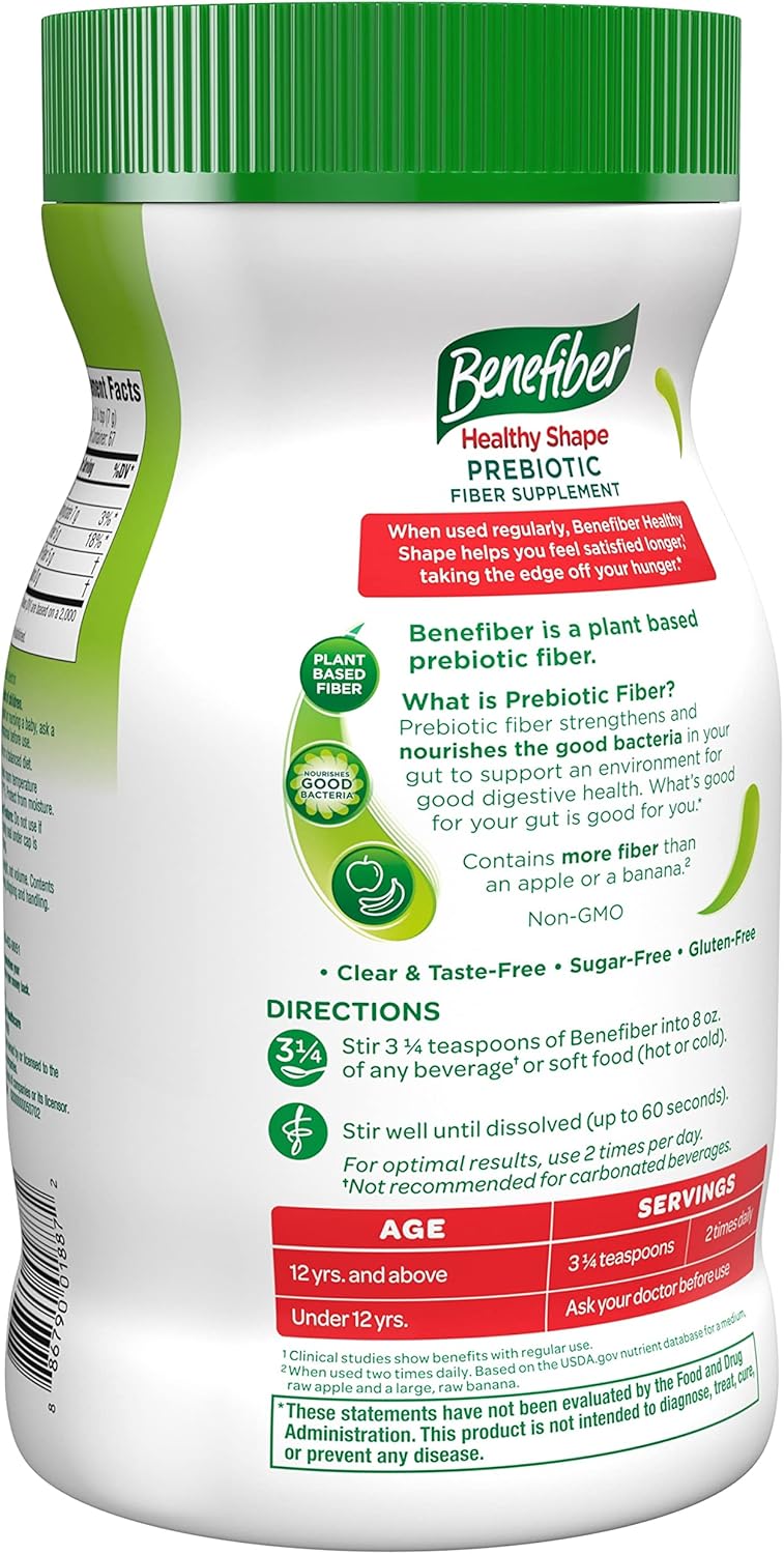 Benefiber Healthy Shape Prebiotic Fiber Supplement Powder -17.6 Ounces