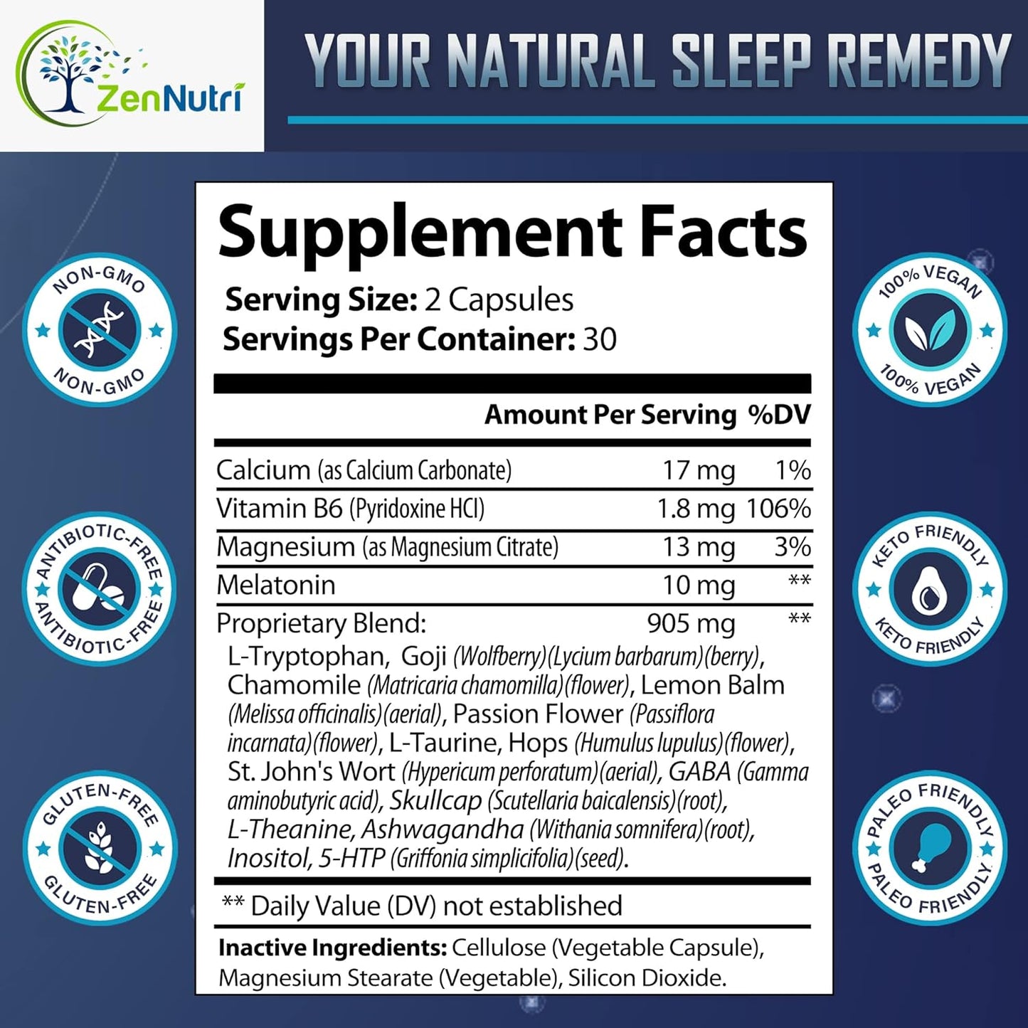 Sleep Prime Vegan Natural Sleep Aid for Adult Extra Strength - 60 Veggie caps