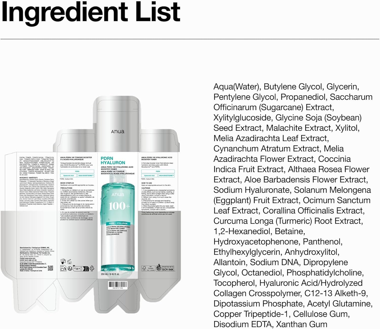 Anua PDRN 100 Hyaluronic Acid Booster Toner - 8.45 fl oz