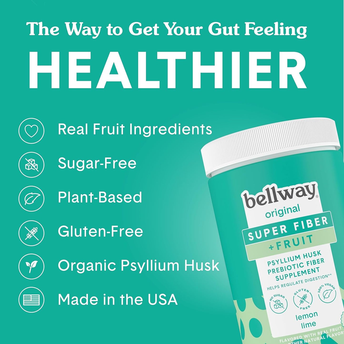 Bellway Super Fiber Powder + Fruit, Sugar Free Organic Psyllium Husk Powder (13.7 oz)