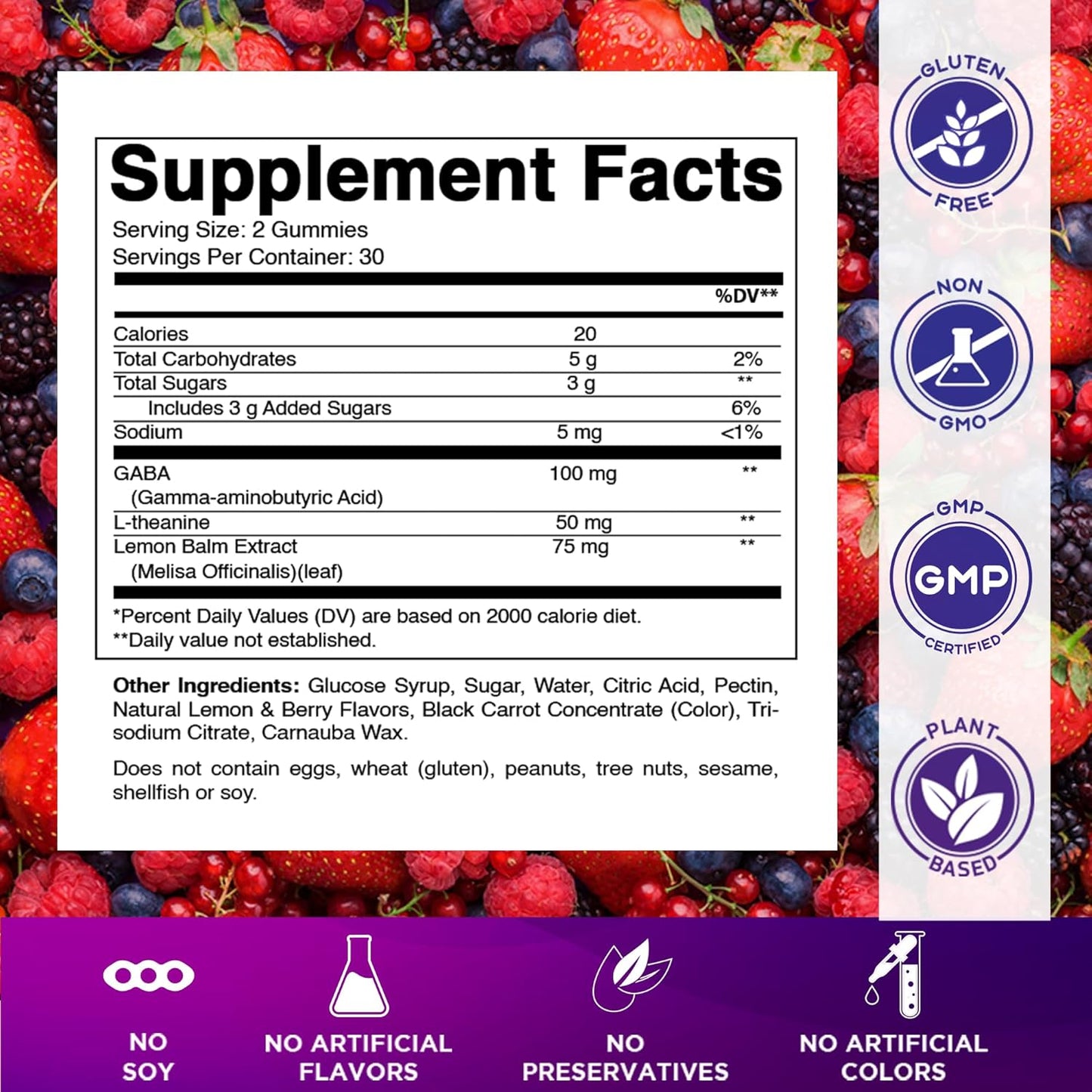 Vitamatic Stress Relief Gummies– Lemon & Mixed Berry Flavor – 60 Gummies