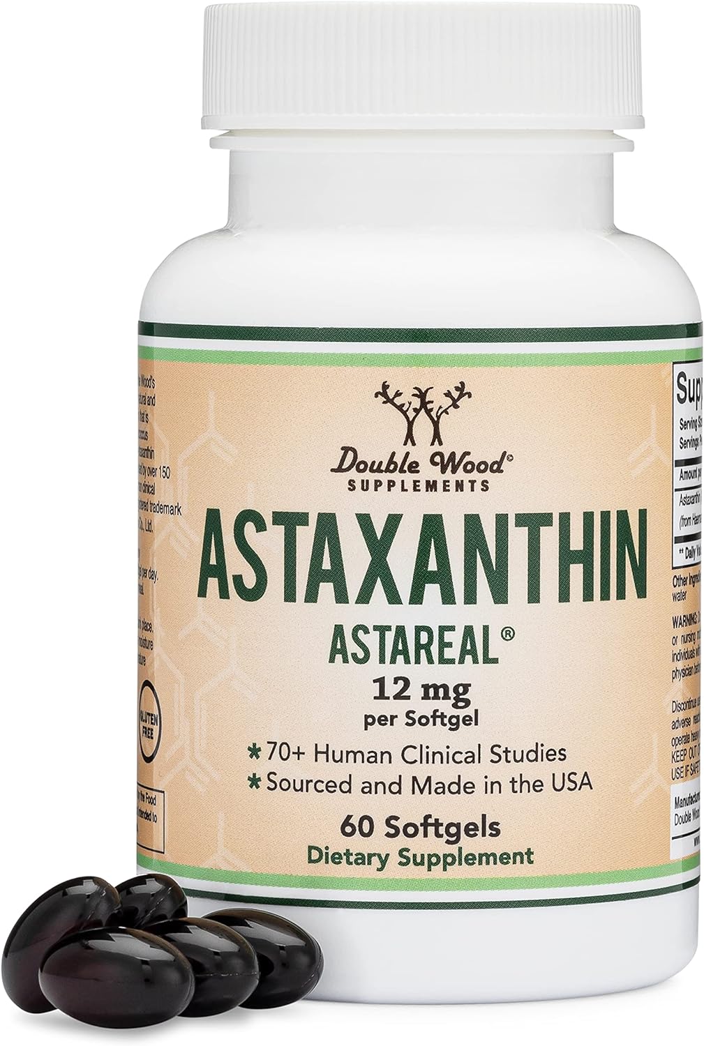 Astaxanthin 12mg Max Strength AstaReal: Natural Patented 60 count