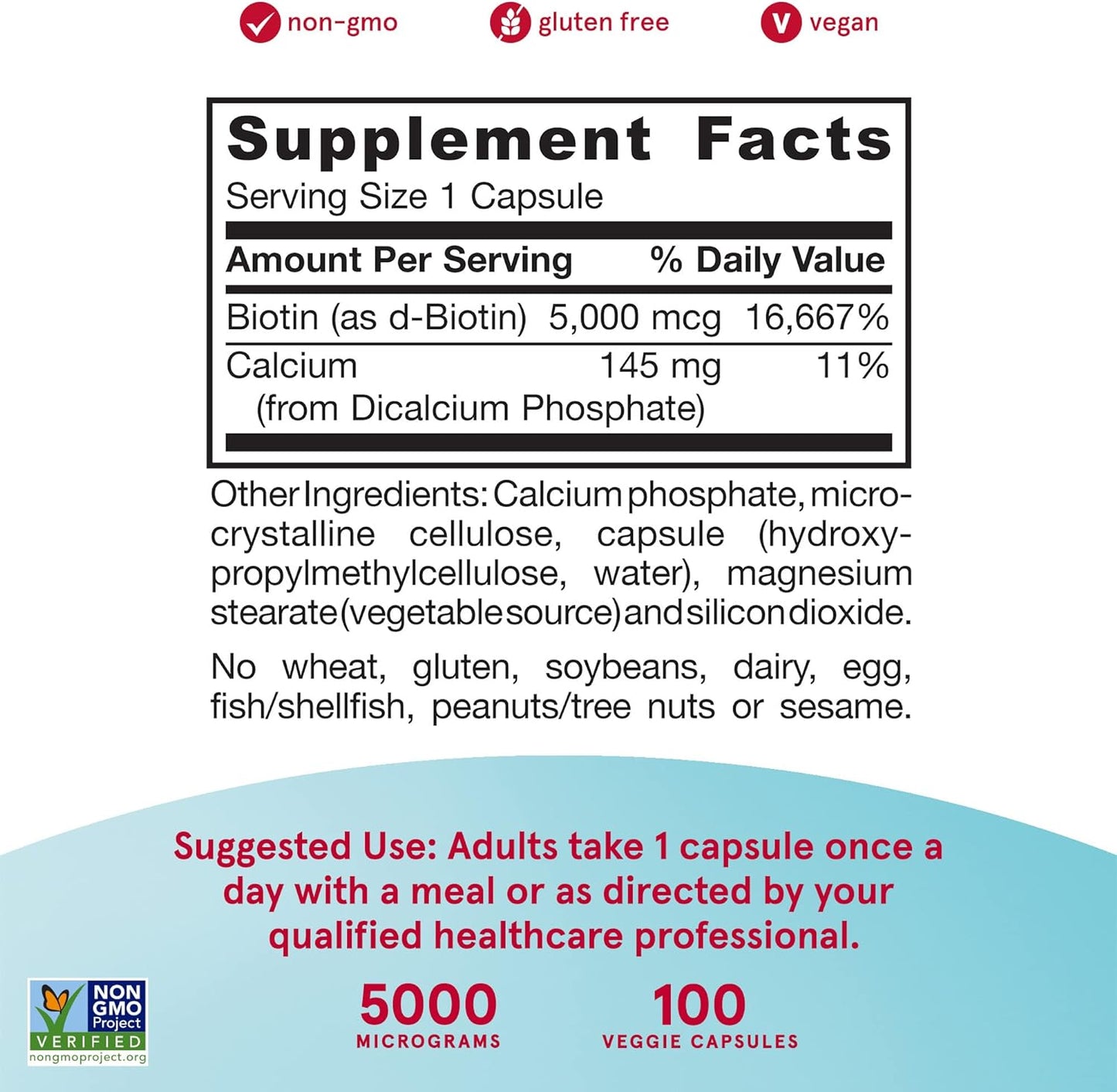 Jarrow Formulas Biotin  - 100 Veggie Capsules