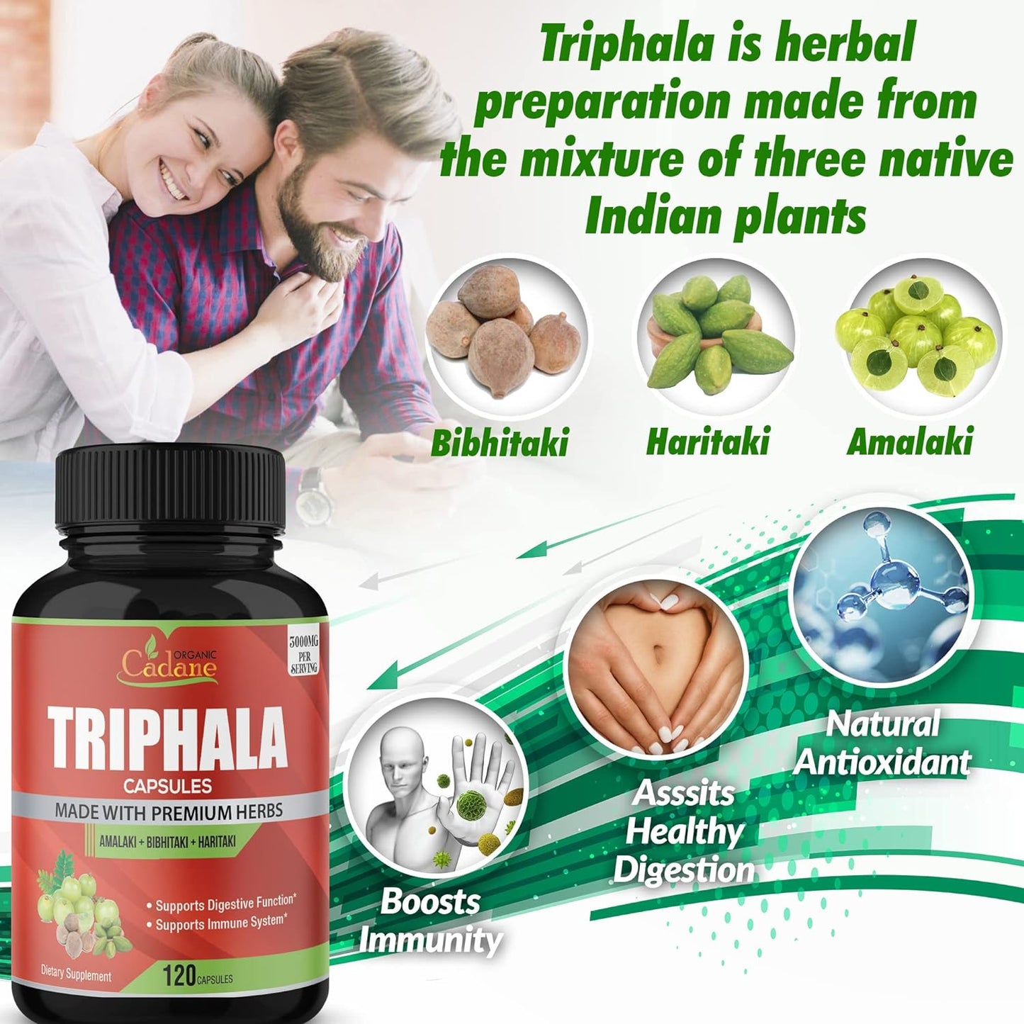 Organic Triphala Supplement 120 Veggie Capsules