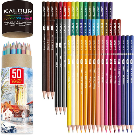 KALOUR Premium Colored Pencils,Set of 50 Colors,Artists Soft Core