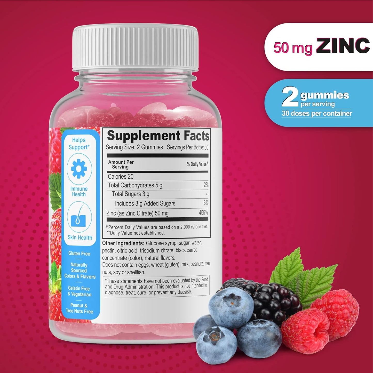 Zinc 50mg Gummies   Berry Flavor  - 60 Count