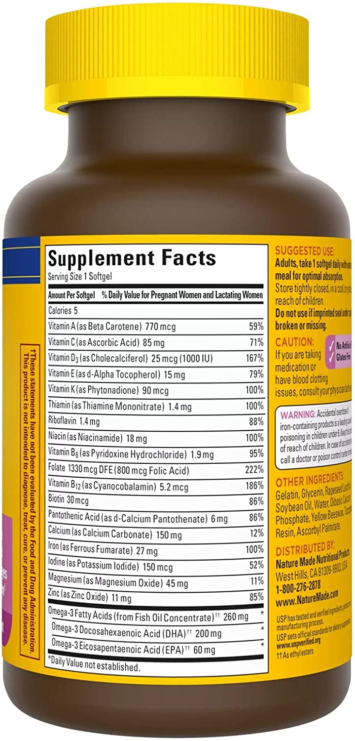Nature Made Prenatal with Folic Acid + DHA,110 Softgels