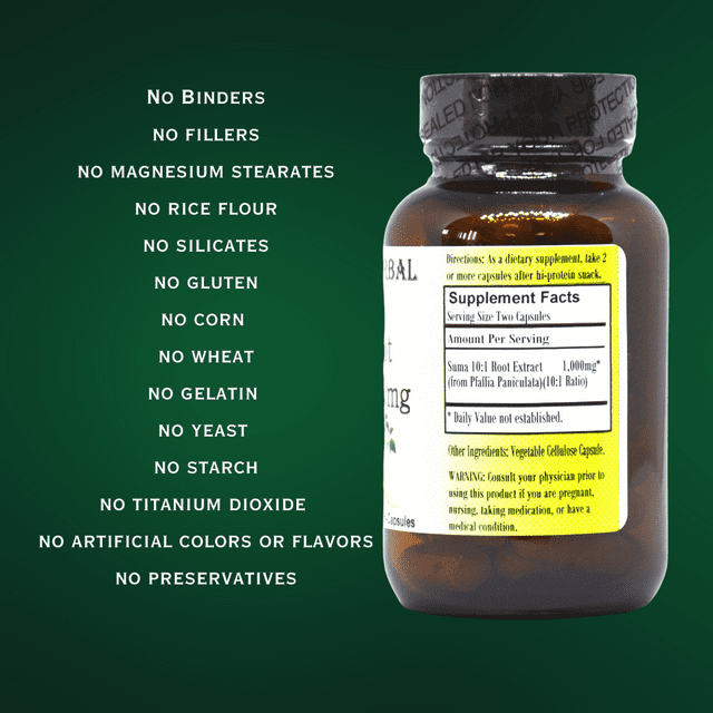 Barlowe's Herbal Elixirs Suma 10:1 Extract – Natural Anabolic Power 60-500mg Vegi-Caps