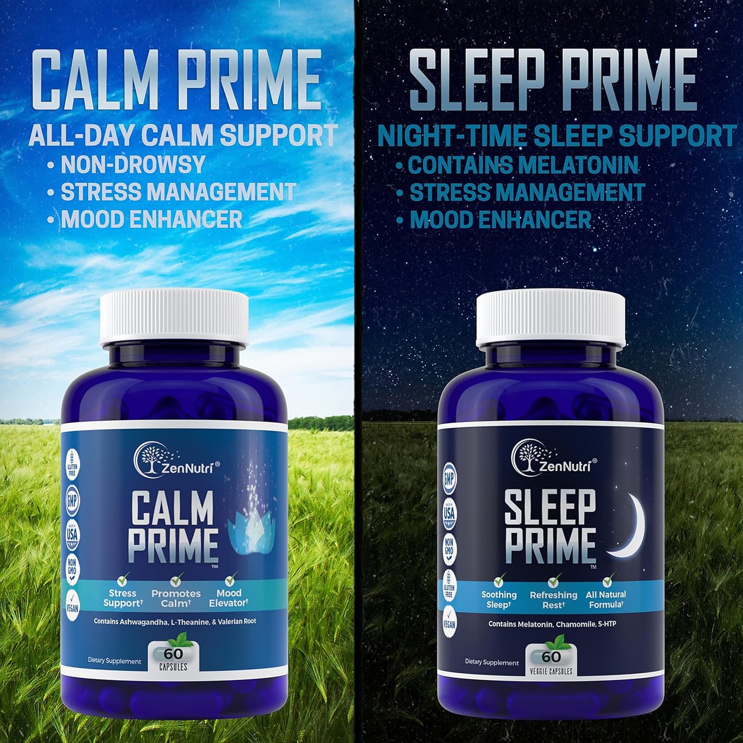 Sleep Prime Vegan Natural Sleep Aid for Adult Extra Strength - 60 Veggie caps