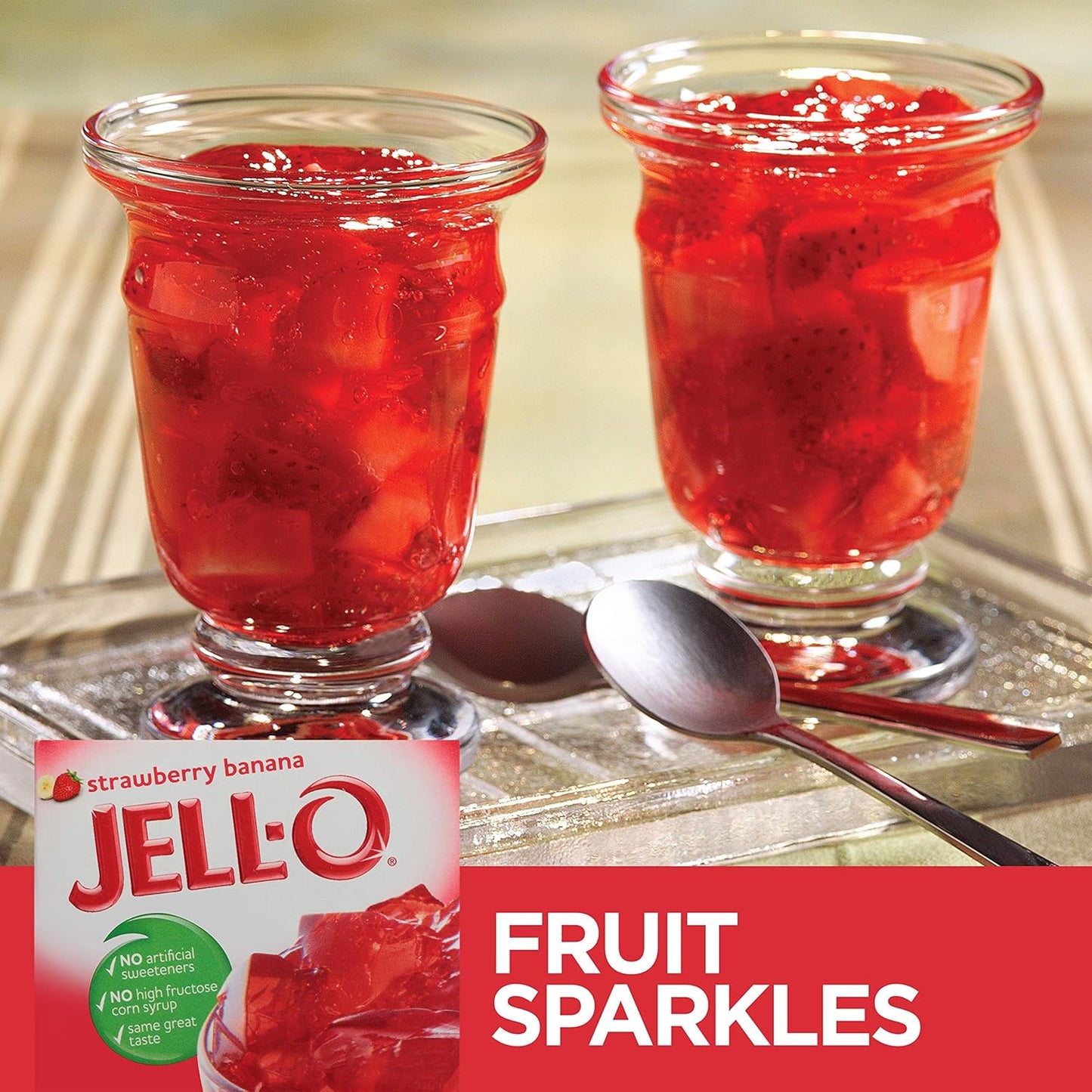 JELL-O Strawberry Banana Gelatin Dessert Mix (3 oz Boxes, Pack of 6)