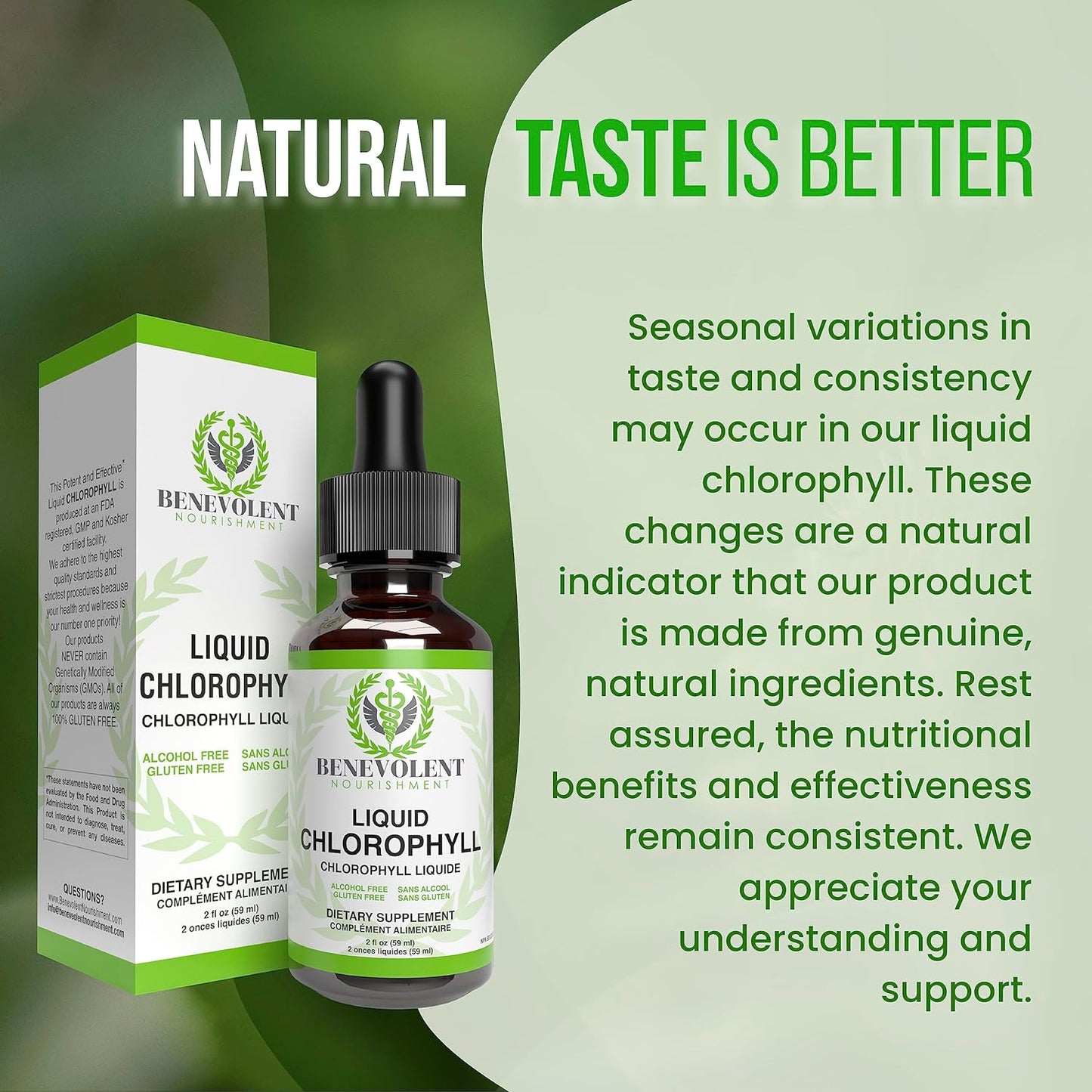 Benevolent Chlorophyll Liquid Drops - 100% Natural + 4X Potency Concentration for Energy Boost,2 floz