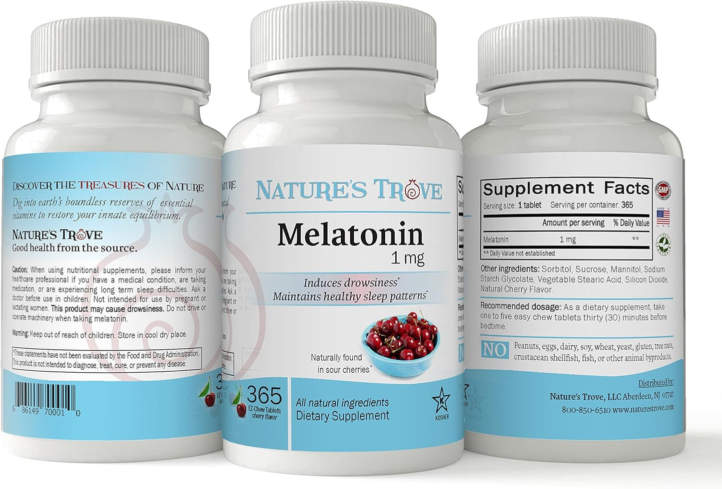 Melatonin 1mg by Nature's Trove - 365 EZ-Chew Tablets