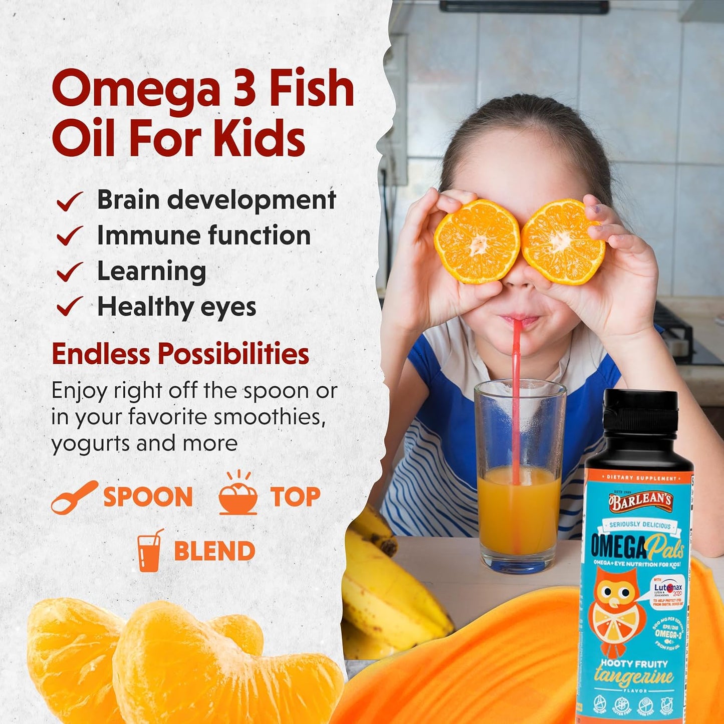 Barlean's Omega Pals Eye Health Liquid,8 oz