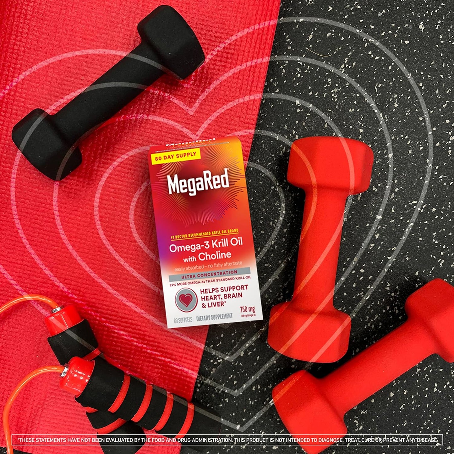 MegaRed Krill Oil 750mg Omega 3 Supplement with Choline,80 softgels