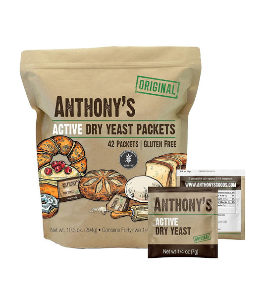 Anthony's Active Dry Yeast Packets, Contains 42 Individual Packets