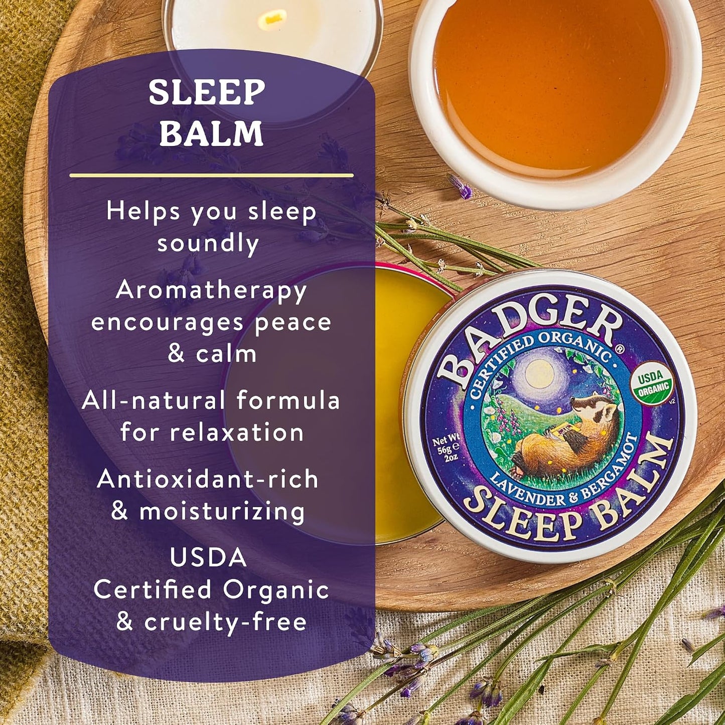 Badger Sleep Balm, Organic Essential Oil - 0.75 oz Tin