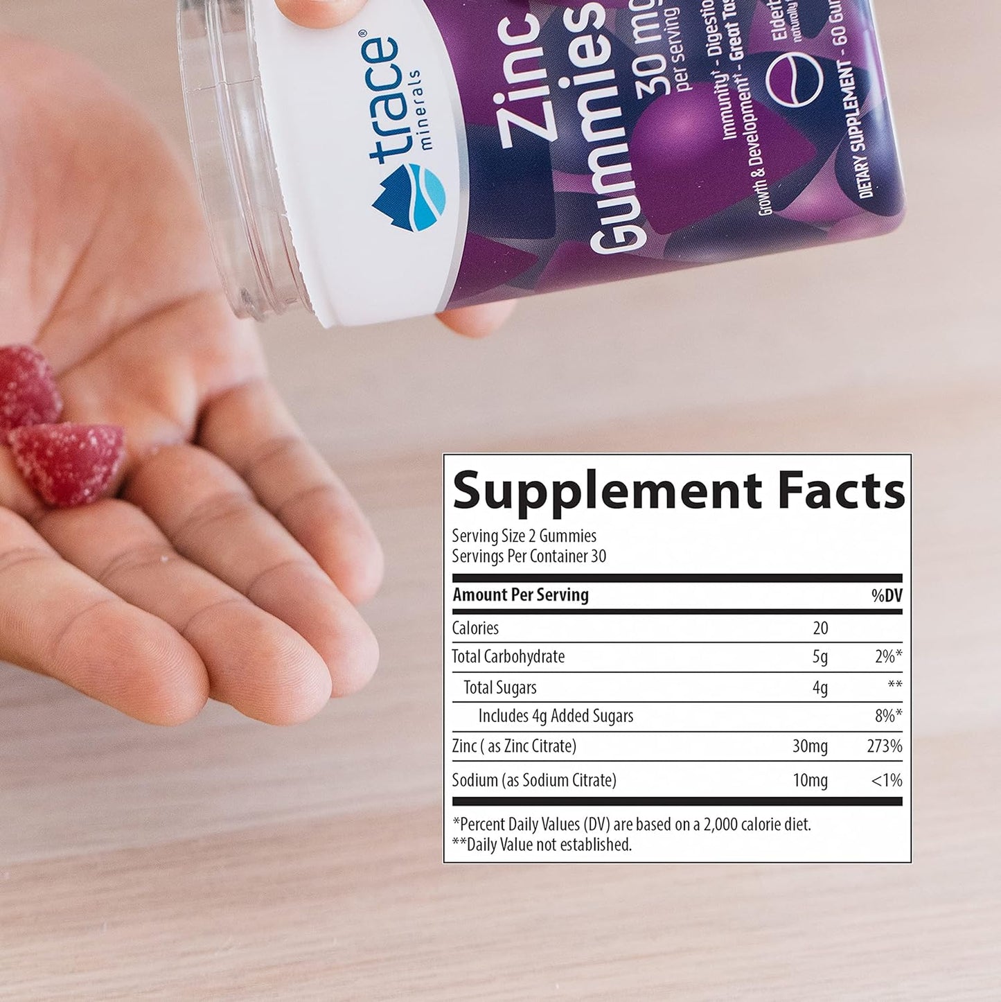 Trace Minerals  Zinc Chewable Gummies 60 count