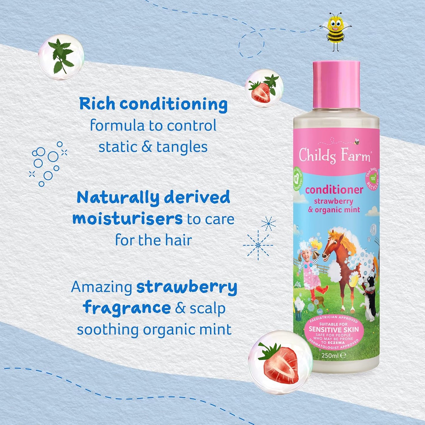 Childs Farm, Kids Hair Conditioner for Dry, Strawberry & Organic Mint - 16.9 fl oz